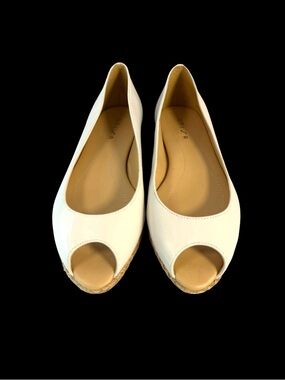 Unisa White Peep-Toe Wedge Espadrilles